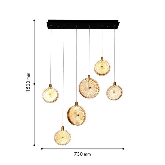 4488-6P, подвесная люстра, L730xW100xH550/1500, LEDx40W, 2749LM, 4000K, included, изображение 2