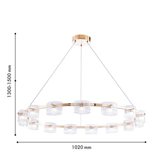 4248-15P, подвесная люстра, D1020xH1300/1500, 15xLEDx4.6W, 1800LM, 4000K, included, изображение 2