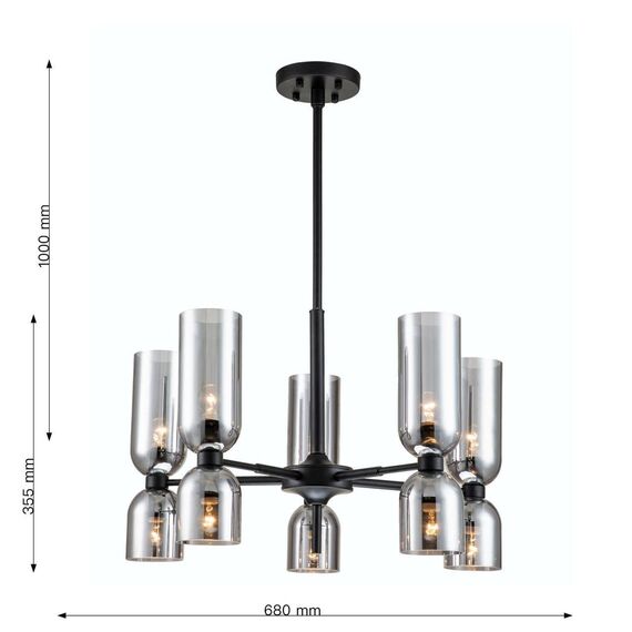 2877-5P, подвесная люстра, D680*H550/850, 10xE14x40W, excluded, изображение 3