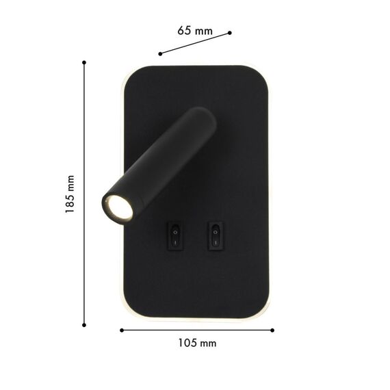 4497-2W, настенный светильник, D65xW105xH185, LEDx3W + LEDx5W, 480LM, 4000K, included, switch, изображение 2