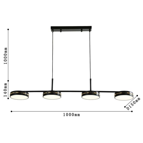 4042-4P, подвесная люстра, L1000xW150xH140/1140, 4xLEDx12W, 3840LM, 4000K, included, изображение 3
