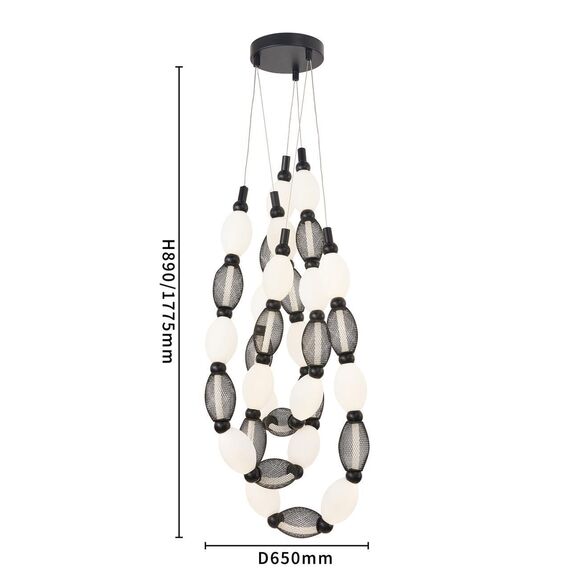 4560-3PC, подвесная/потолочная люстра, D200xH1780/2780 + D650xH890/1775 + D1980xH820/1725, 3xLEDx18W, 2230LM, 4000K, included, изображение 6