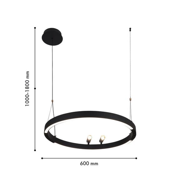 4474-1P, подвесная люстра, D600xH1000/1800, LEDx58W + 2xLEDx3W, 1860LM, 3000-6500K, included, remote control, изображение 3