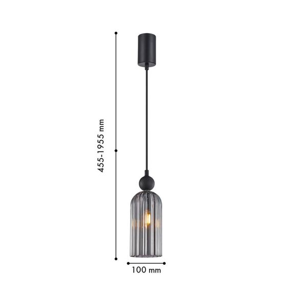 4366-1P, подвес, D100xH455/1955, 1xE14x40W, excluded, изображение 2