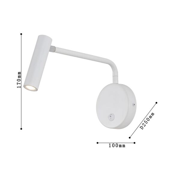 1961-1W, настенный светильник, D120xW60xH100, 1xLEDx3W, 240LM, 3000K, included, switch, изображение 3