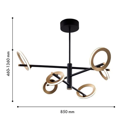 4322-6P, подвесная люстра, D850xH460/1360, 3xLEDx7W + 3xLEDx5W, 2880LM, 4000K, included, изображение 2