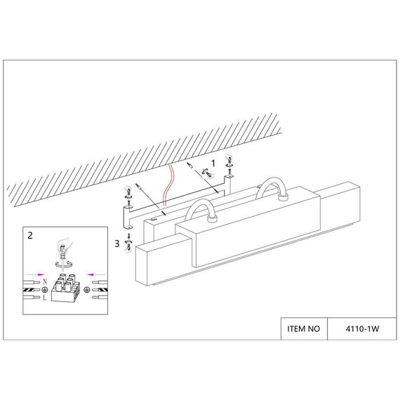4110-1W, настенный светильник, D180xW600xH165, LEDx18W, 500LM, 4000K, included, изображение 6
