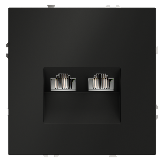 Розетка компьютерная встраиваемая VOLTUM S70 двойная RJ45+RJ45 кат.6, (черный матовый), изображение 2