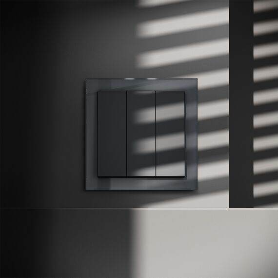 Выключатель встраиваемый VOLTUM S70 трехклавишный 10А, (графит)