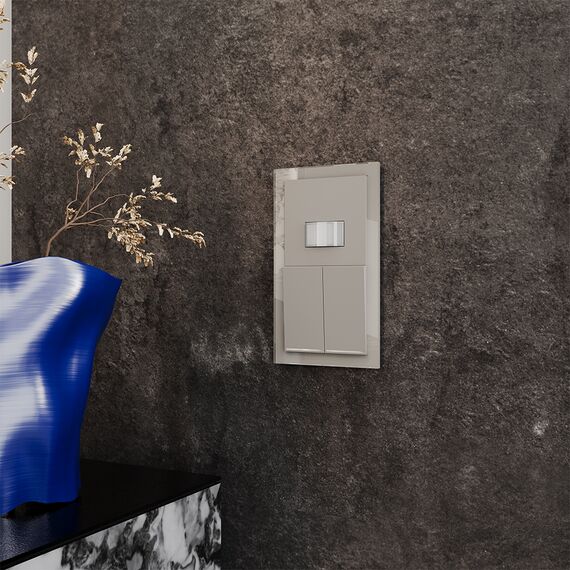 Выключатель встраиваемый VOLTUM S70 двухклавишный с подсветкой 10А, (кашемир), изображение 6