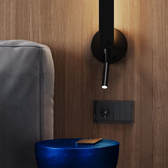 Выключатель встраиваемый VOLTUM S70 трехклавишный 10А, (графит), изображение 3