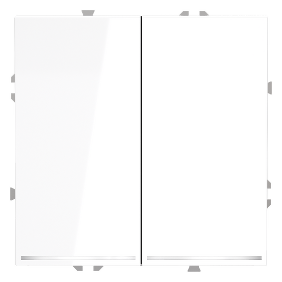 Выключатель встраиваемый VOLTUM S70 двухклавишный с подсветкой 10А, (белый глянцевый)