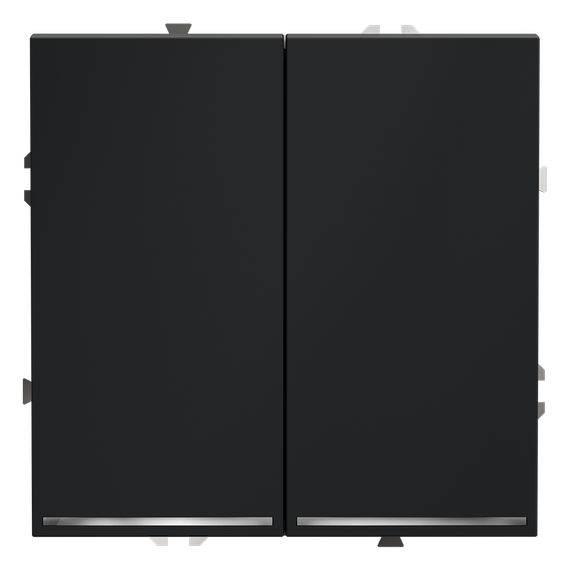 Проходной переключатель встраиваемый VOLTUM S70 двухклавишный с подсветкой 10А, (графит)