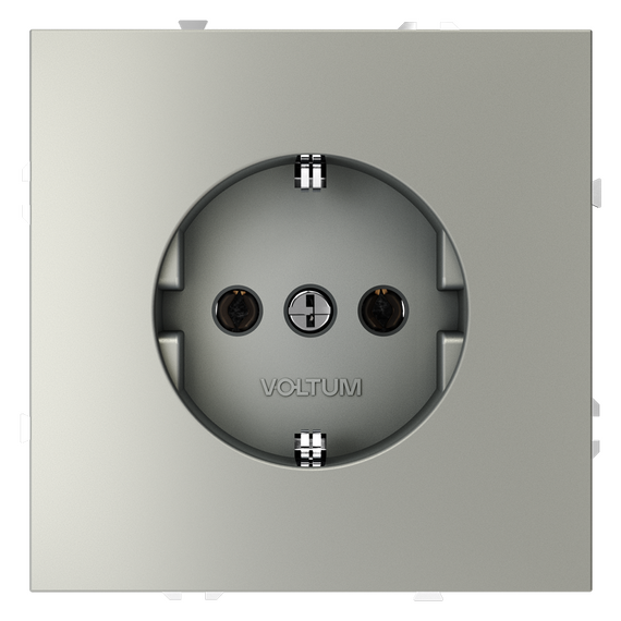 Розетка встраиваемая VOLTUM S70 с заземлением 16А, (сталь)