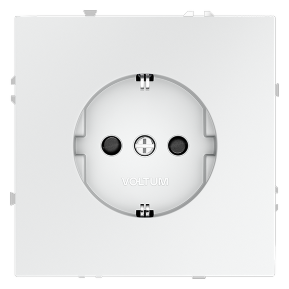 Розетка встраиваемая VOLTUM S70 с заземлением и защитными шторками, 16А, (белый матовый)