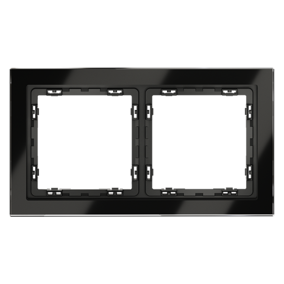 Рамка стеклянная VOLTUM S70 на 2 поста, (черный,стекло)