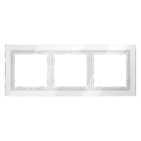 Рамка стеклянная VOLTUM S70 на 3 поста, (белый, стекло)