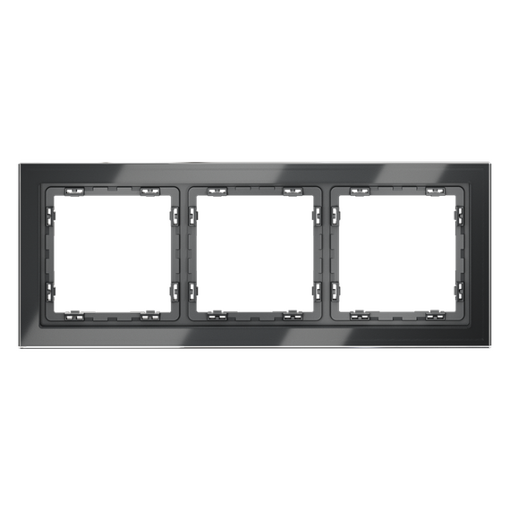 Рамка стеклянная VOLTUM S70 на 3 поста, (графит, стекло)