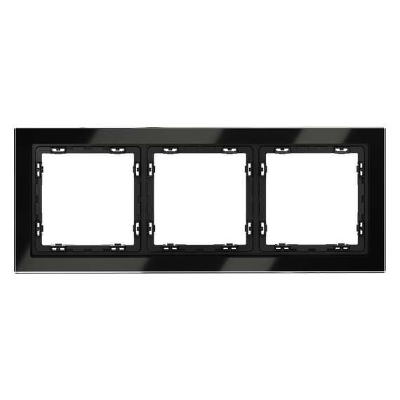 Рамка стеклянная VOLTUM S70 на 3 поста, (черный,стекло)