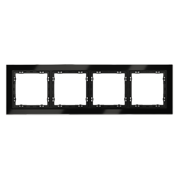 Рамка стеклянная VOLTUM S70 на 4 поста, (черный,стекло)