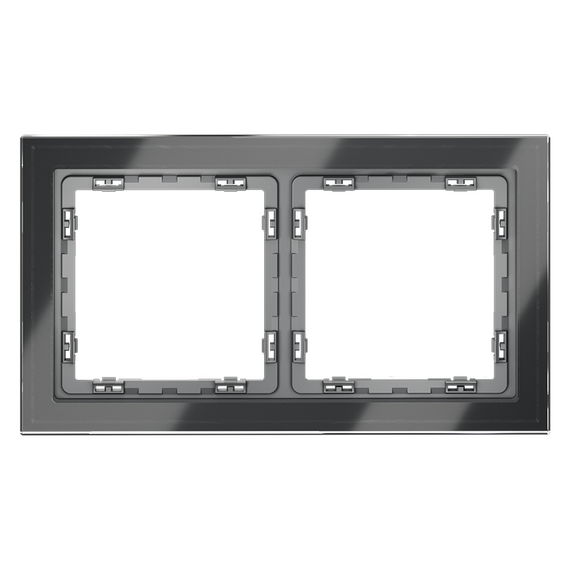 Рамка стеклянная VOLTUM S70 на 2 поста, (графит, стекло), изображение 5