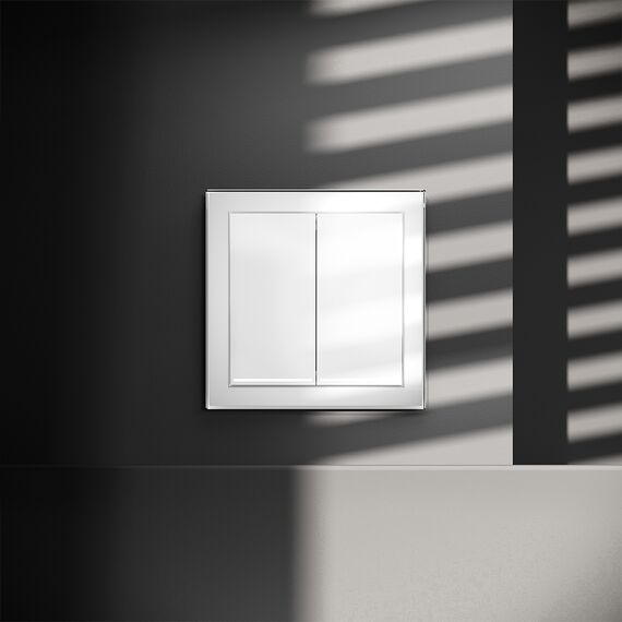 Выключатель встраиваемый VOLTUM S70 двухклавишный с подсветкой 10А, (белый глянцевый), изображение 7