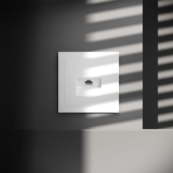 Розетка компьютерная встраиваемая VOLTUM S70 RJ45 кат.6, (белый матовый), изображение 7