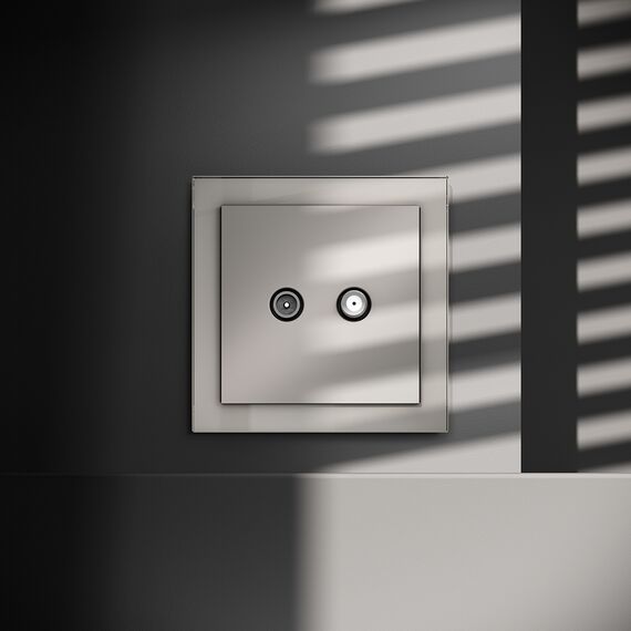 Розетка телевизионная встраиваемая VOLTUM S70 оконечная TV+SAT, (кашемир), изображение 4