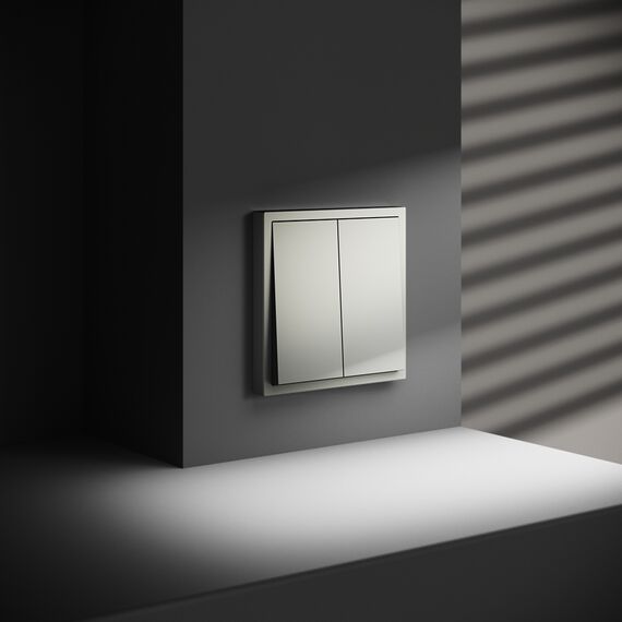 Выключатель встраиваемый VOLTUM S70 двухклавишный 10А, (сталь), изображение 5