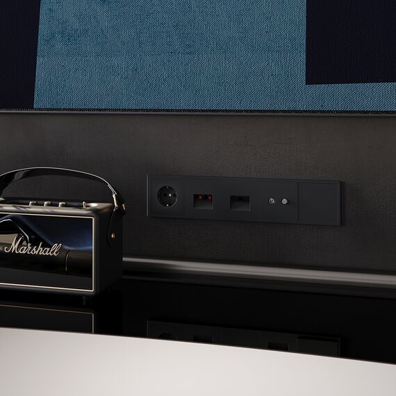 Розетка акустическая встраиваемая VOLTUM S70 4-местная, (черный матовый), изображение 6