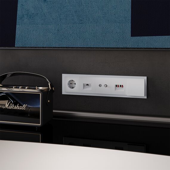 Рамка стеклянная VOLTUM S70 на 5 постов, (белый,матовый,стекло), изображение 3