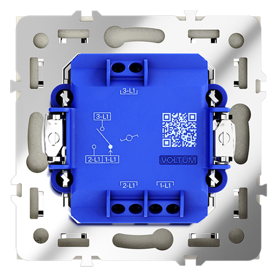 Проходной переключатель встраиваемый VOLTUM S70 одноклавишный 10А, (сталь), изображение 3