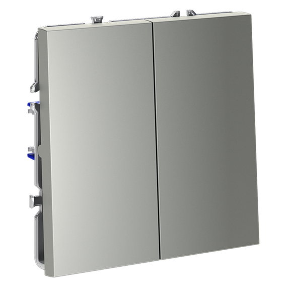 Выключатель встраиваемый VOLTUM S70 двухклавишный 10А, (сталь), изображение 3