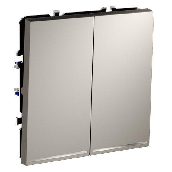 Выключатель встраиваемый VOLTUM S70 двухклавишный с подсветкой 10А, (кашемир), изображение 3