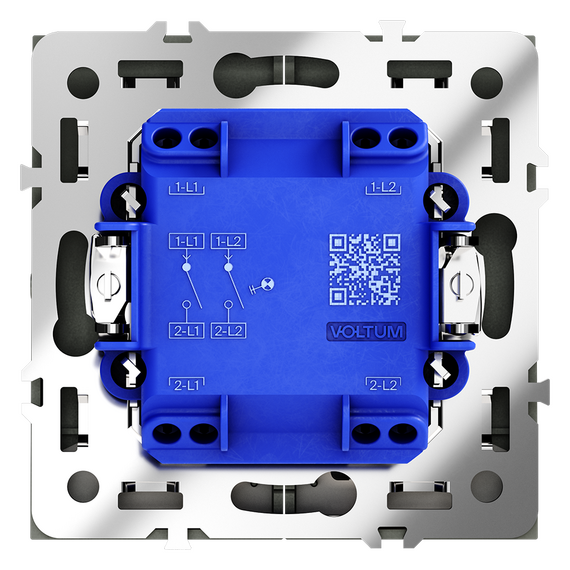 Выключатель встраиваемый VOLTUM S70 двухклавишный с подсветкой 10А, (титан), изображение 4