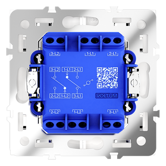 Проходной переключатель встраиваемый VOLTUM S70 двухклавишный 10А, (белый глянцевый), изображение 3