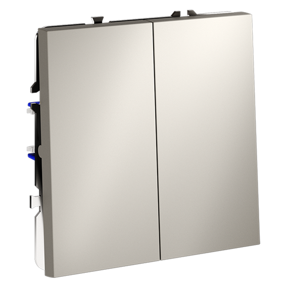 Проходной переключатель встраиваемый VOLTUM S70 двухклавишный 10А, (кашемир), изображение 2