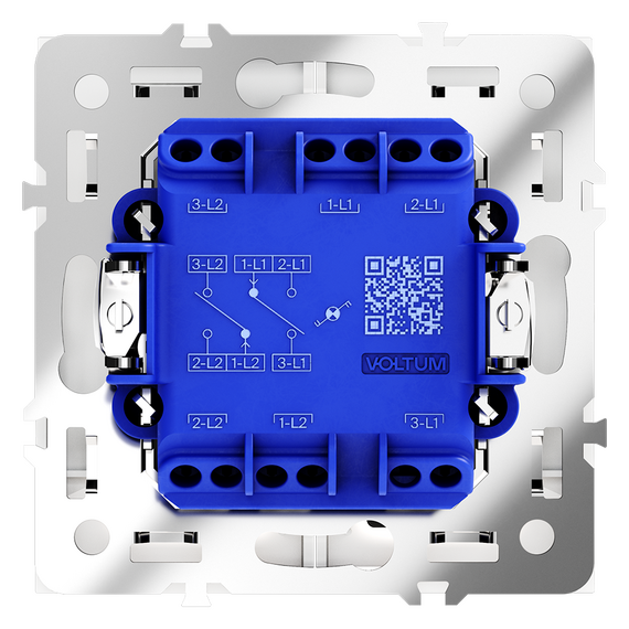 Проходной переключатель встраиваемый VOLTUM S70 двухклавишный с подсветкой 10А, (белый матовый), изображение 3