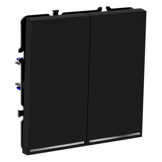 Проходной переключатель встраиваемый VOLTUM S70 двухклавишный с подсветкой 10А, (графит), изображение 2