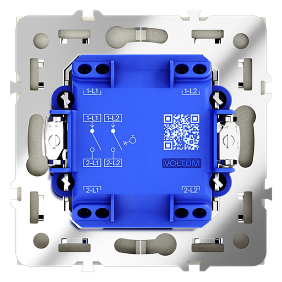Выключатель с самовозвратом встраиваемый VOLTUM S70 двухклавишный 10А, (сталь), изображение 3