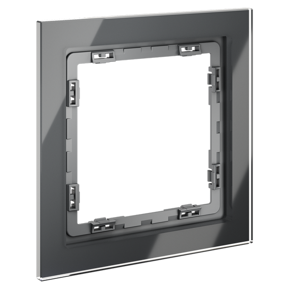 Рамка стеклянная VOLTUM S70 на 1 пост, (графит, стекло), изображение 2