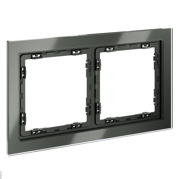 Рамка стеклянная VOLTUM S70 на 2 поста, (титан, стекло), изображение 2