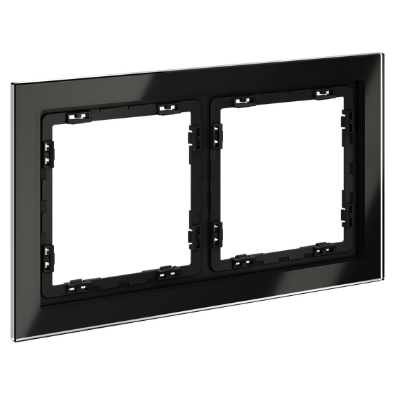 Рамка стеклянная VOLTUM S70 на 2 поста, (черный,стекло), изображение 2