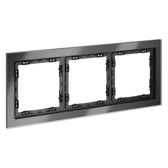 Рамка стеклянная VOLTUM S70 на 3 поста, (титан, стекло), изображение 2