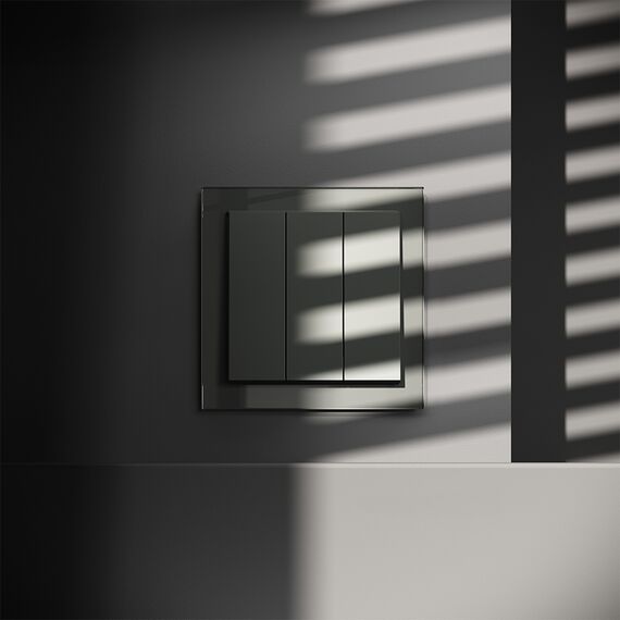 Выключатель встраиваемый VOLTUM S70 трехклавишный 10А, (титан), изображение 2