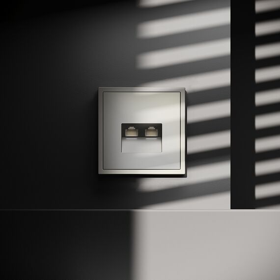 Розетка компьютерная встраиваемая VOLTUM S70 двойная RJ45+RJ45 кат.6, (шелк), изображение 2