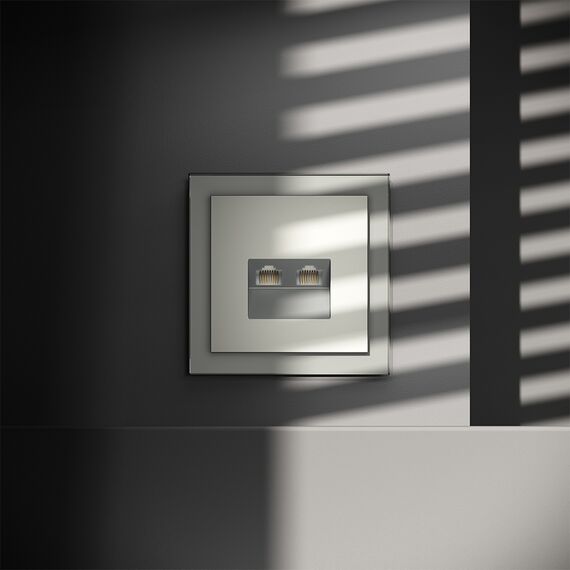 Розетка компьютерная встраиваемая VOLTUM S70 двойная RJ45+RJ45 кат.6, (сталь), изображение 2