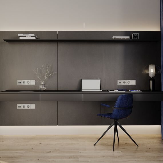 Розетка встраиваемая VOLTUM S70 с заземлением и защитными шторками, 16А, (сталь), изображение 8