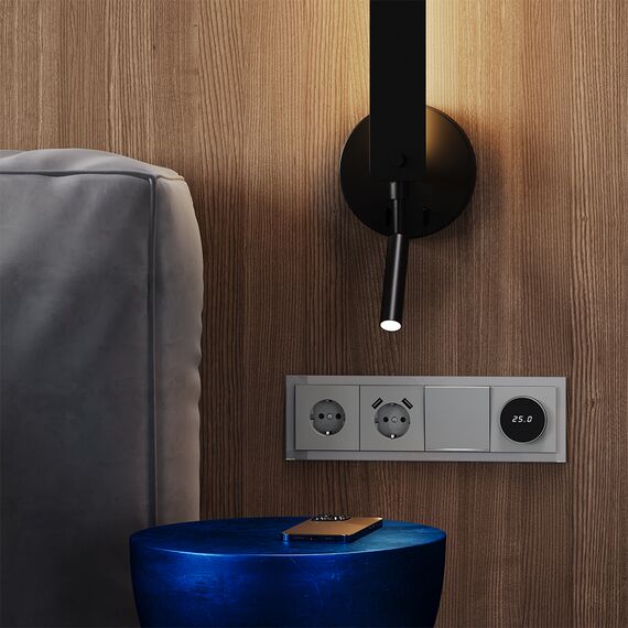 Выключатель встраиваемый VOLTUM S70 одноклавишный с подсветкой 10А, (сталь), изображение 6