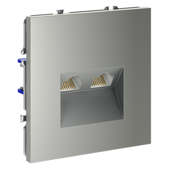 Розетка компьютерная встраиваемая VOLTUM S70 двойная RJ45+RJ45 кат.6, (сталь), изображение 7